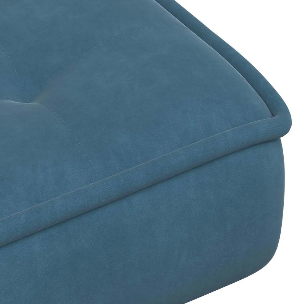 Cadeira de descanso com banco veludo azul