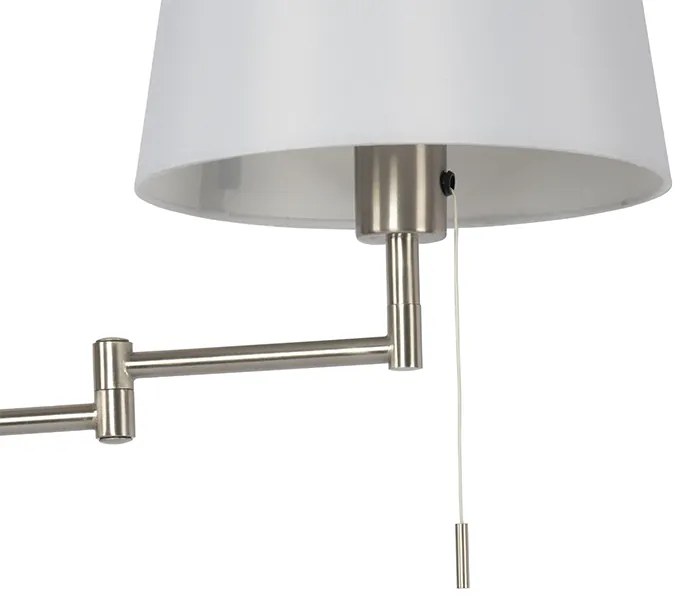 Candeeiro de parede em aço com cúpula branca e braço ajustável - Ladas Deluxe Moderno