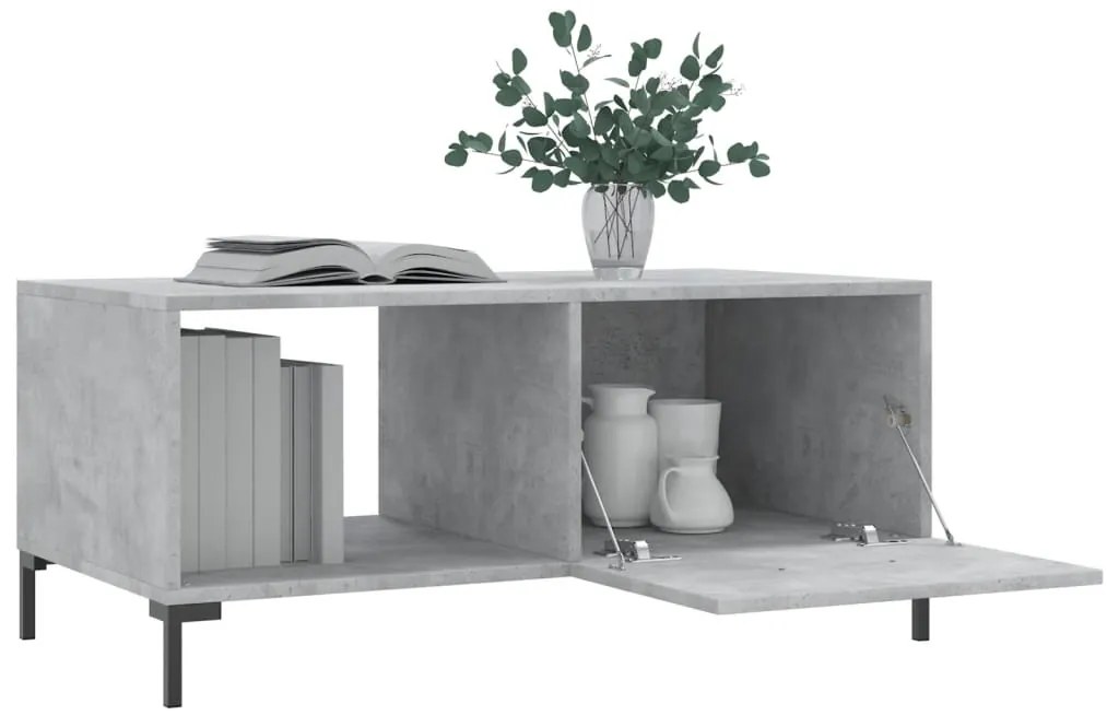 Mesa de centro 90x50x40 madeira processada cinza cimento