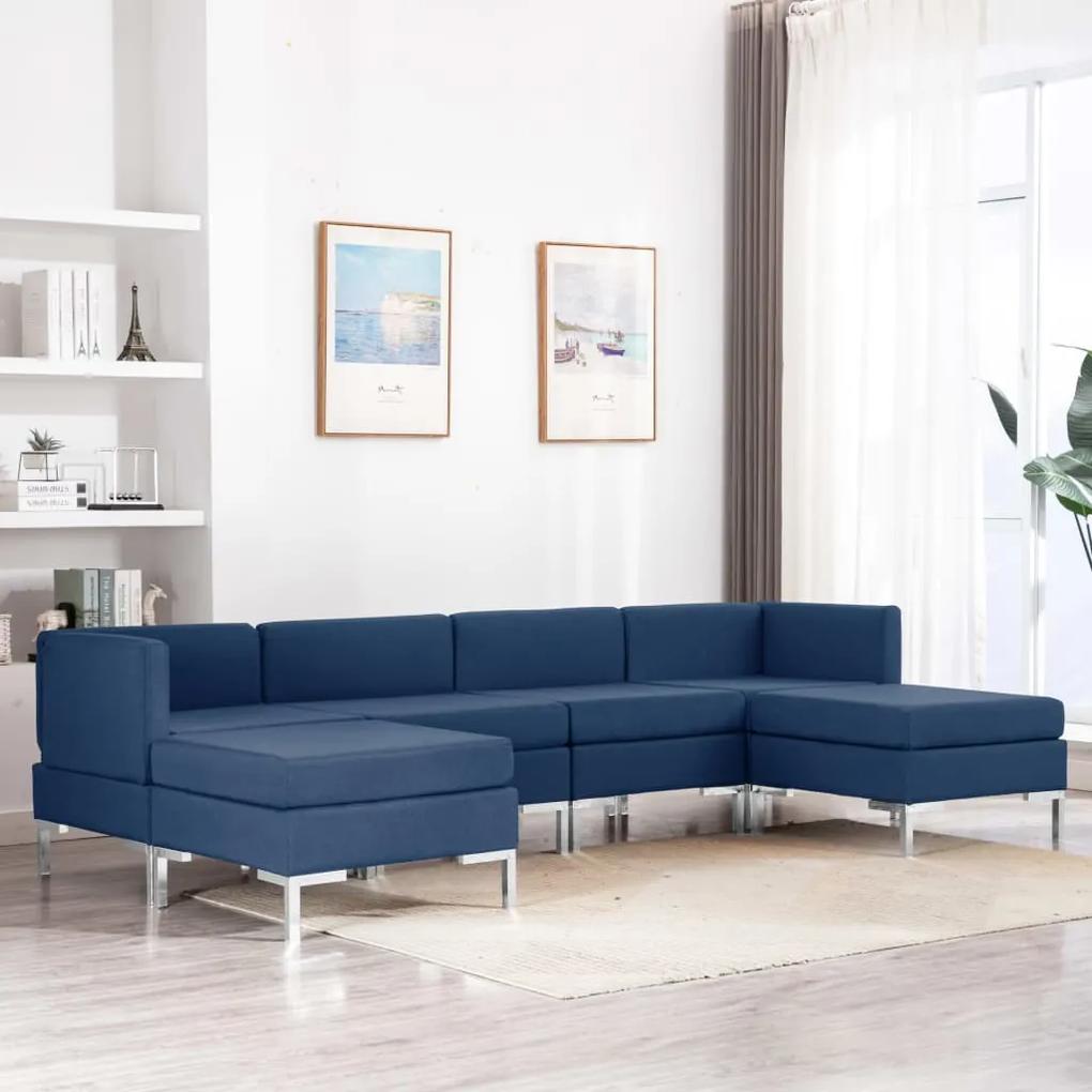 3052823 vidaXL 6 pcs conjunto de sofás tecido azul