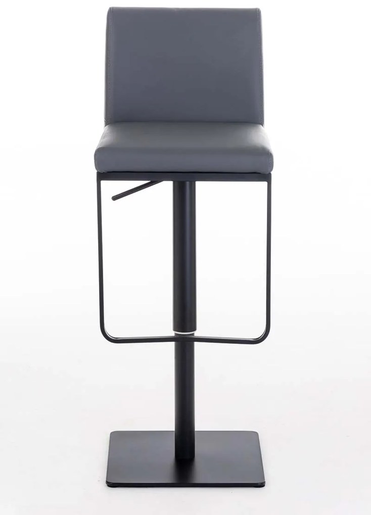 Banco de bar Panama em couro sintético e com estrutura preta 42 x 86-109 x 44 cm Cinzento