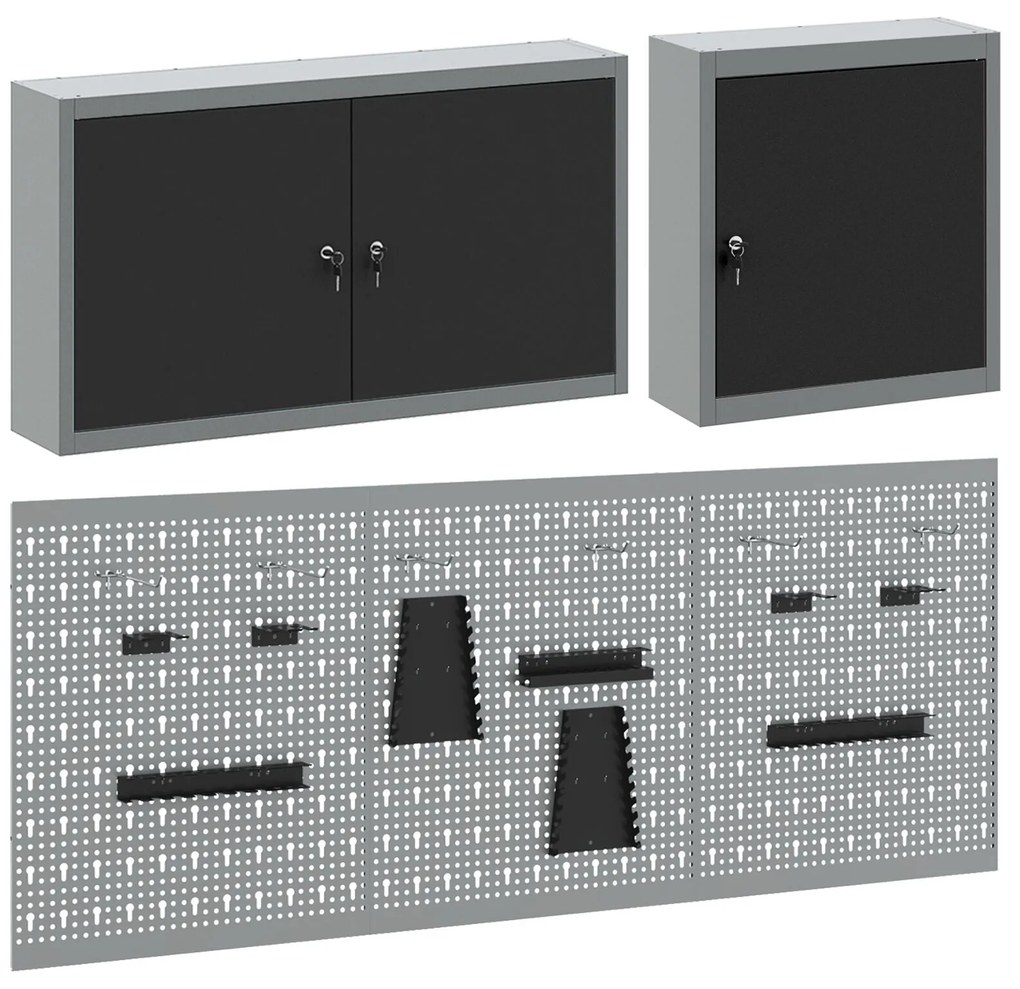 Conjunto de Armário de Ferramentas e Painel de Ferramentas de 5 Peças
