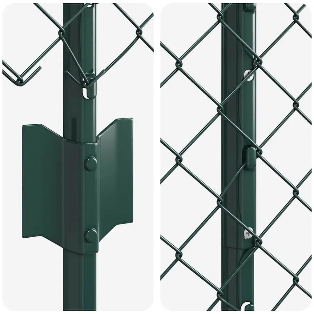 Cerca de Cadeia com 10 Postes U Verde 1.4x10 m Aço