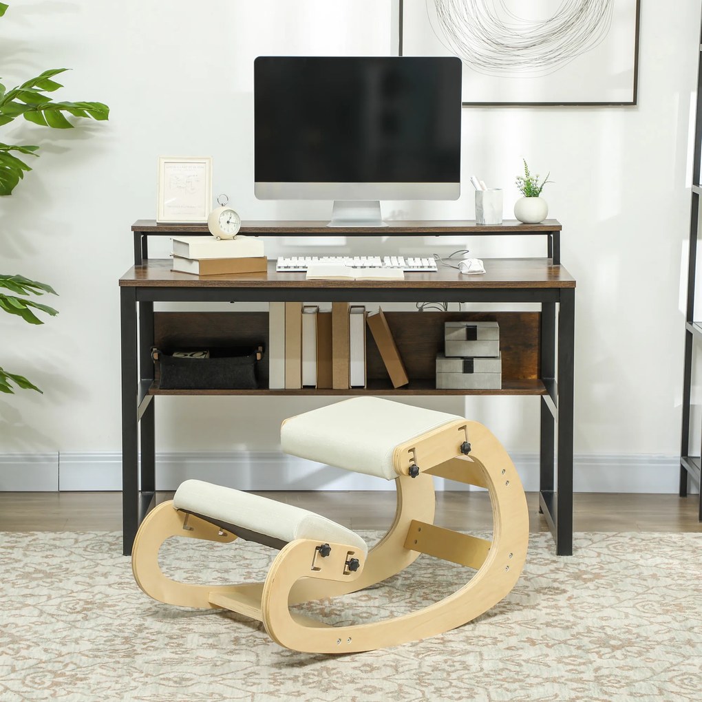 Cadeira de joelhos, cadeira ergonómica em madeira com função de balanço, cadeira de joelhos ajustável para escritório em casa