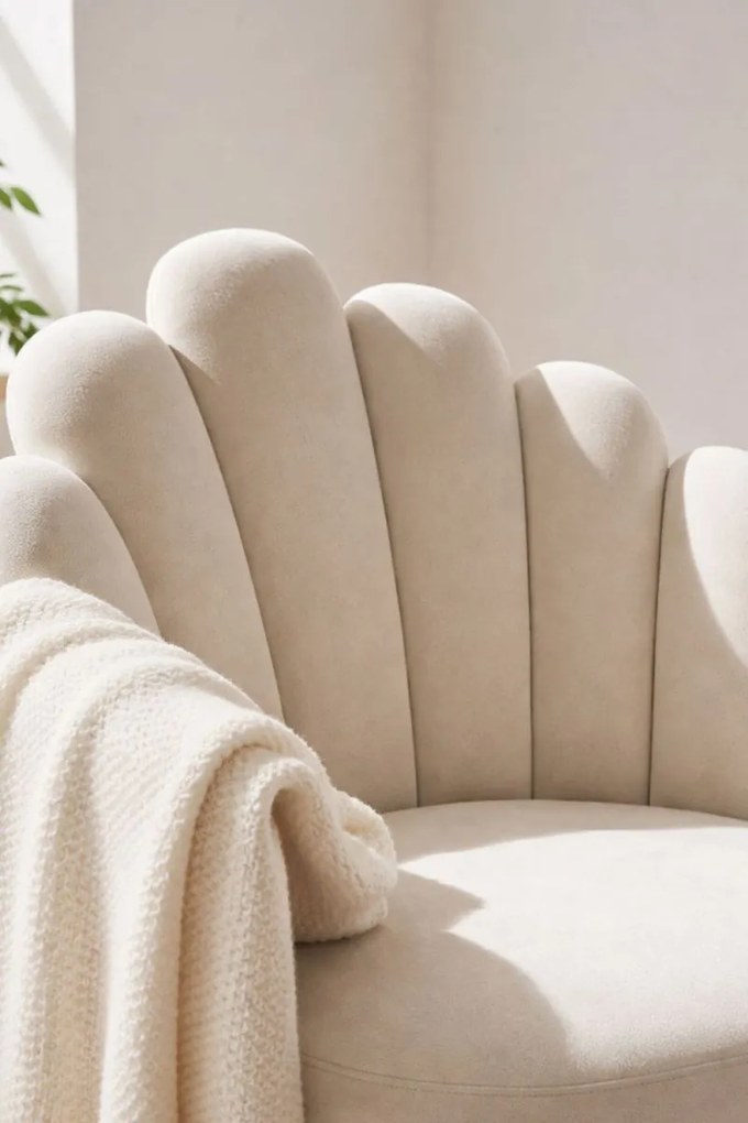 Cadeira Hand Gold Veludo - Beige