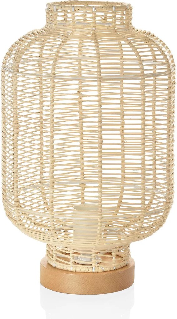 Candeeiro de Mesa Ratan em Madeira Natural Ø22 x 35 cm