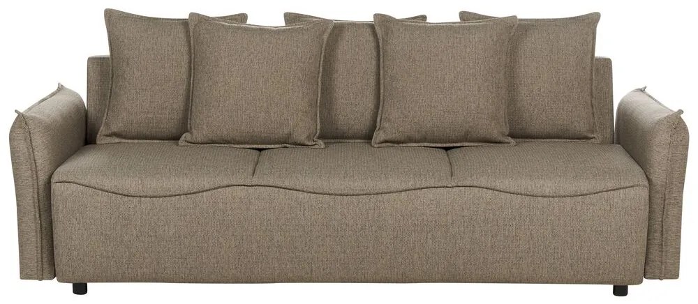 Sofá-cama 3 lugares com arrumação em tecido castanho KRAMA Beliani