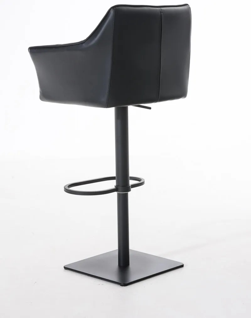 Banco de bar Damaso em couro sintético e com estrutura preta 64 x 88-113 x 45 cm Preto