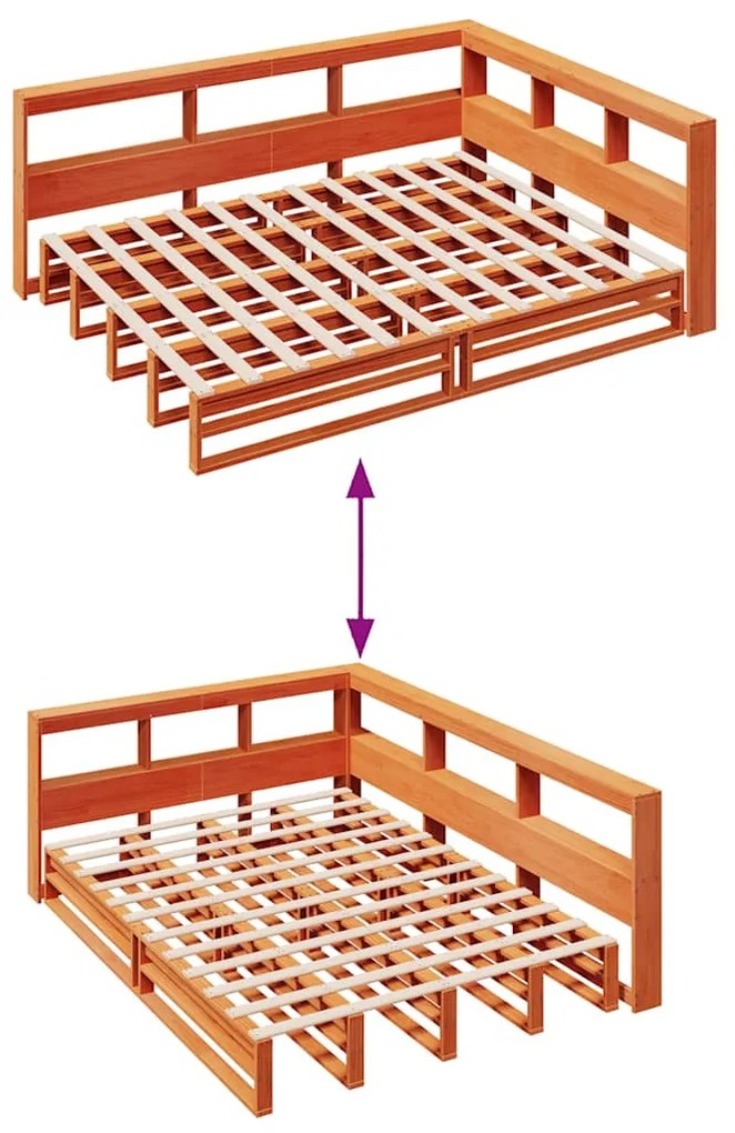 Cama com estante sem colchão 140x190 cm pinho maciço