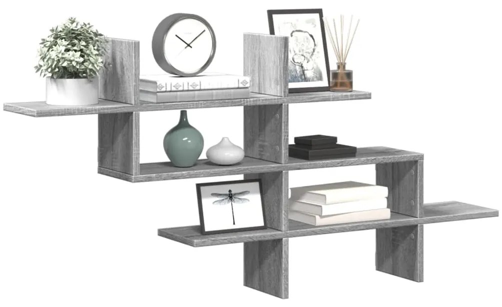 vidaXL Prateleira parede 124,5x18x60,5 cm deriv. madeira cinza sonoma