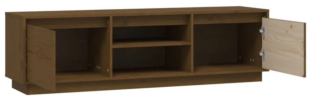 Móvel de TV 140x35x40 cm madeira de pinho maciça castanho-mel