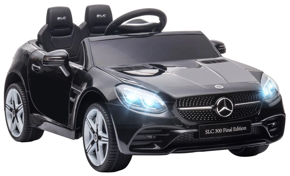 AIYAPLAY Carro Elétrico Mercedes SLC 300 12V com Controlo Remoto Faróis LED Música TF USB e Abertura da Porta 3-5km/h 107x62,5x44 cm Preto