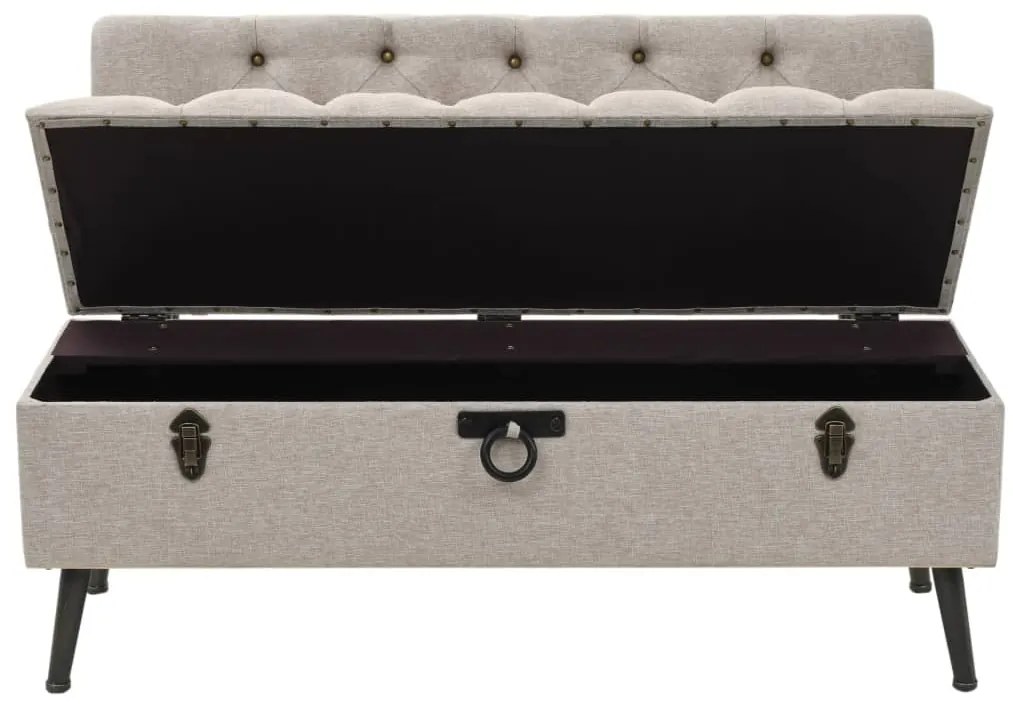 Banco de arrumação com encosto 110 cm tecido cor creme