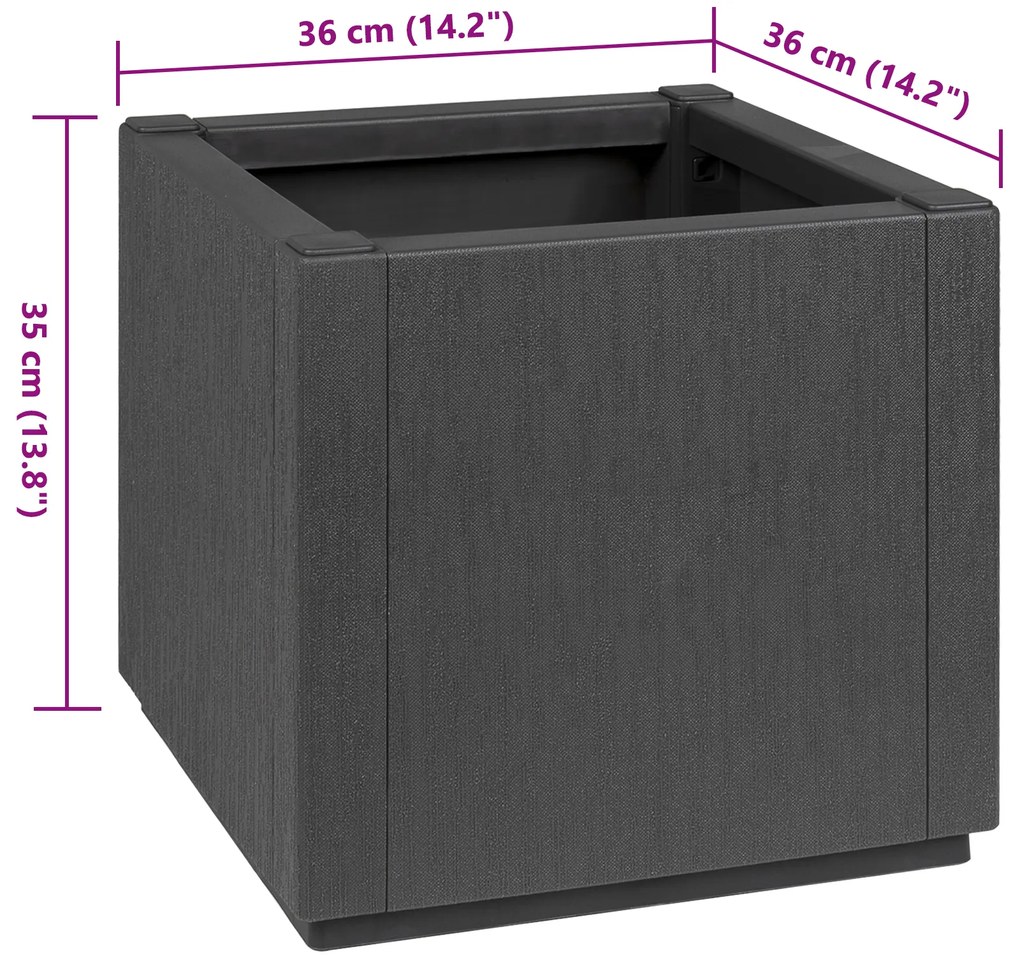 Jardineira Cinza Escuro vidaXL 36x36x35 cm em PP