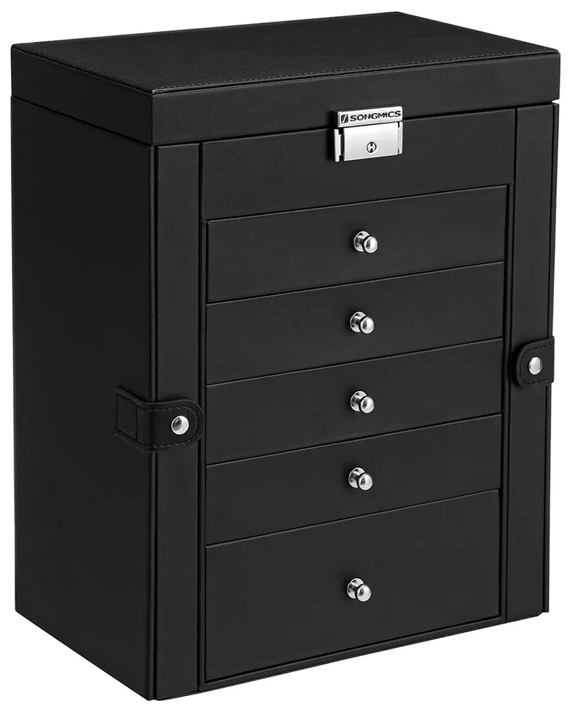 Caixa para joias com 6 níveis 26 x 15,5 x 32 cm preto