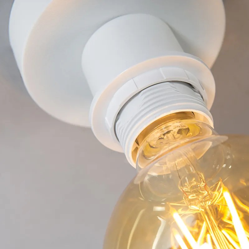 Candeeiro de teto moderno branco mate com abajur preto 45 cm - Combi