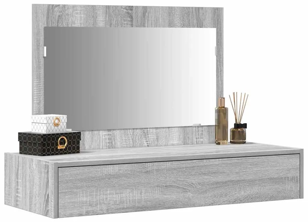 Mesa de Maquilhagem Suspensa Cinza Sonoma 100x40x70 cm