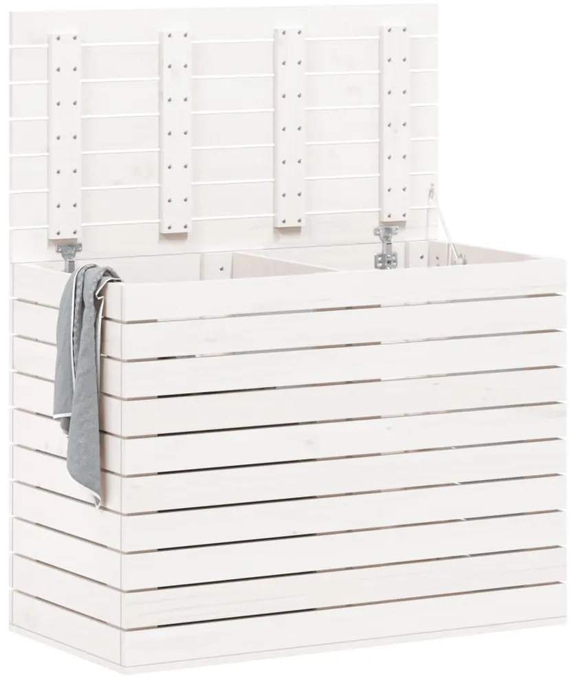 Cesto de Roupa Suja - 88,5x44x66 cm - Pinho Maciço Branco