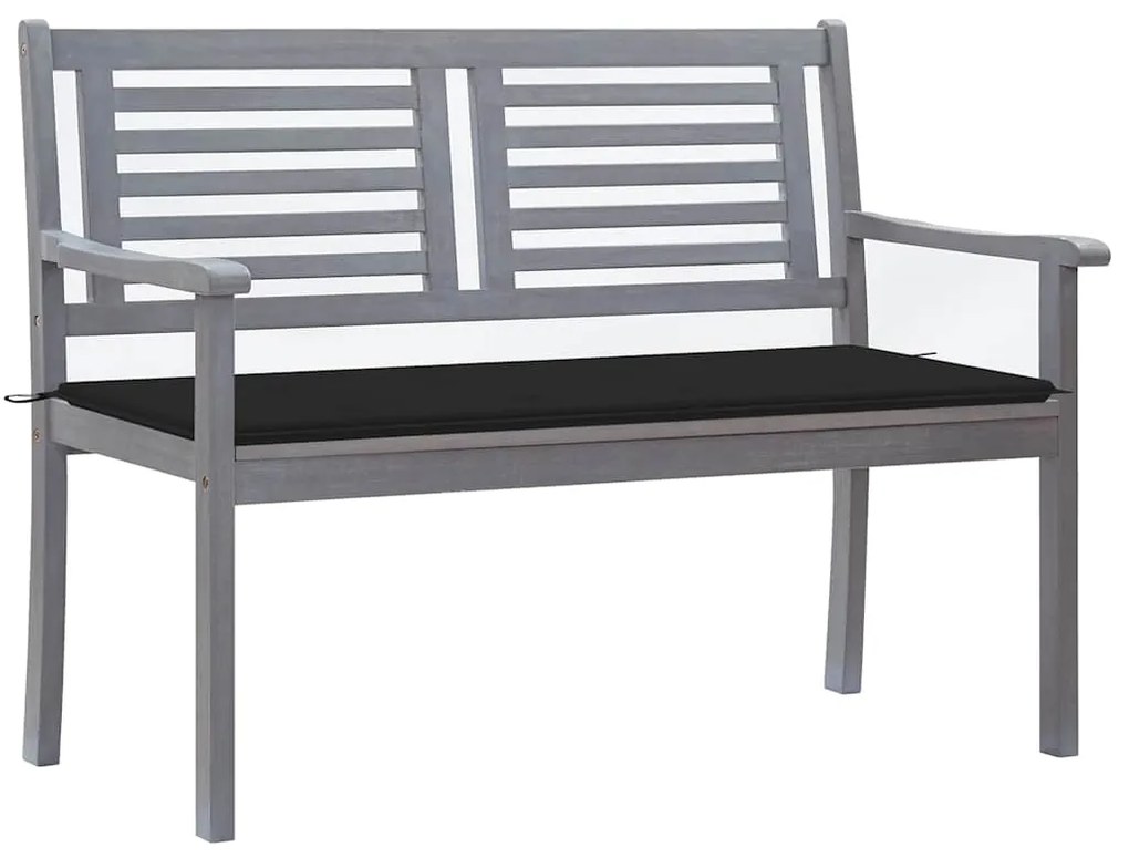 vidaXL Banco de jardim 2 lugares c/ almofadão 120 cm eucalipto cinza