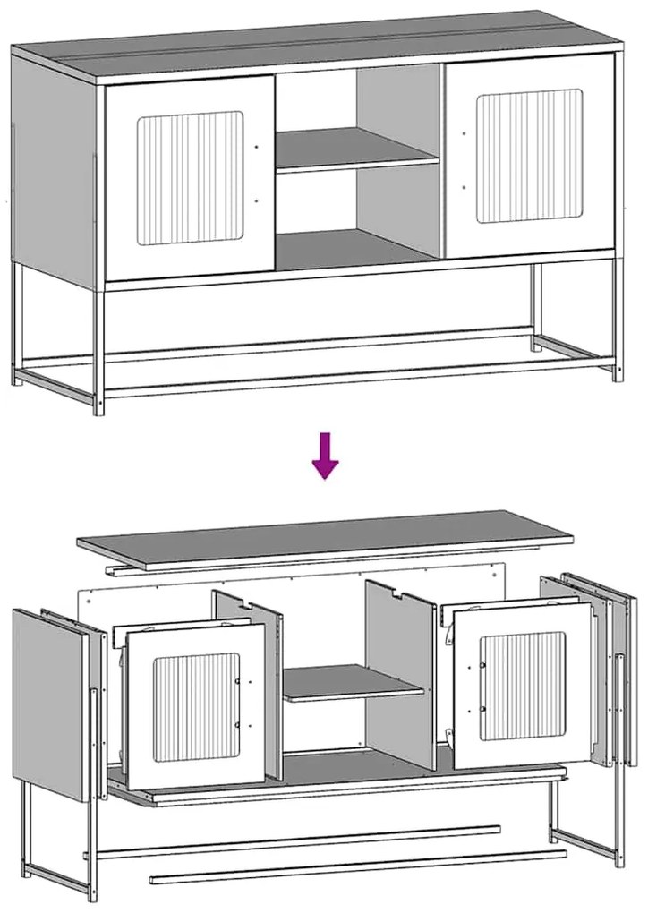 Móvel de TV 100,5x39x60,5 cm aço branco