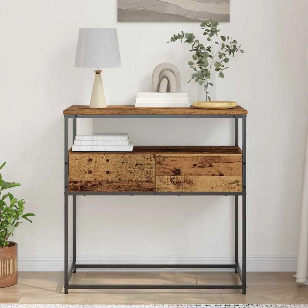 Mesa de Consola vidaXL Madeira Velha 75x40x75 cm Madeira Reforçada e A