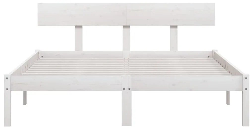 Estrutura de cama 140x190 cm pinho maciço branco