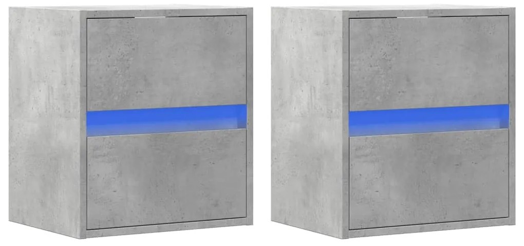 Móveis de parede para TV com luzes LED 2 pcs cinzento cimento
