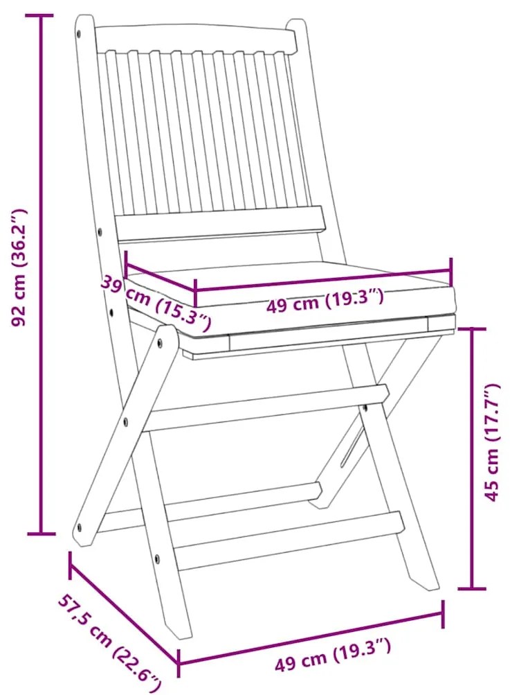 Cadeiras de Jardim Dobráveis vidaXL com Almofada Branca 4pcs de Madeir