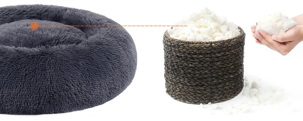 Cama para cães Ø 80 cm almofadada e macia cinzento escuro