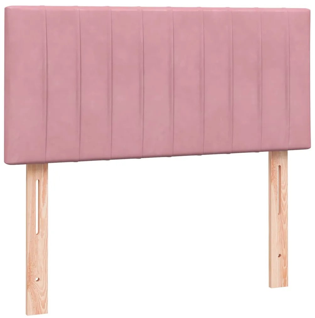 Cama com molas/colchão 80x220 cm veludo rosa