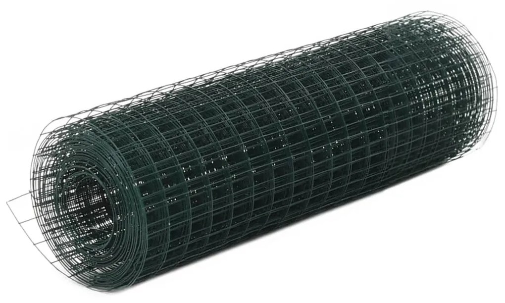 vidaXL Cerca arame galinheiro 10x0,5 m aço c/ revestimento PVC verde