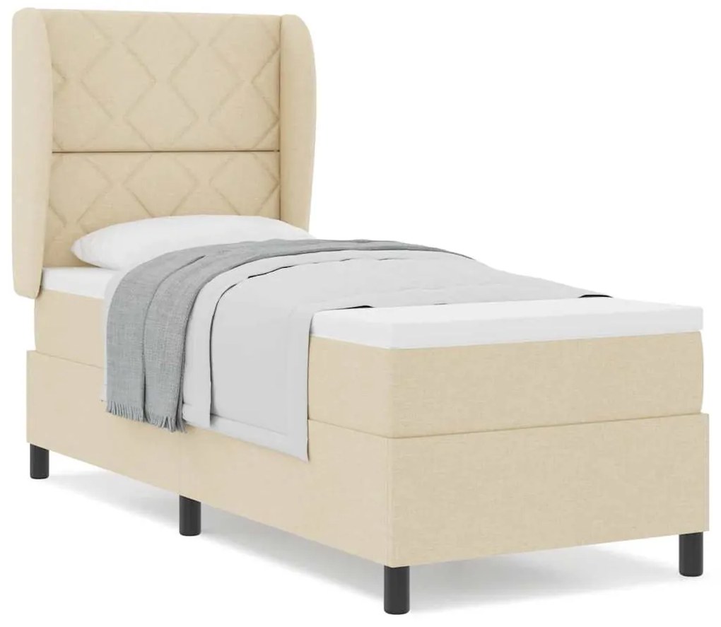 Cama Box com Colchão - Creme, 80x200 cm de Tecido