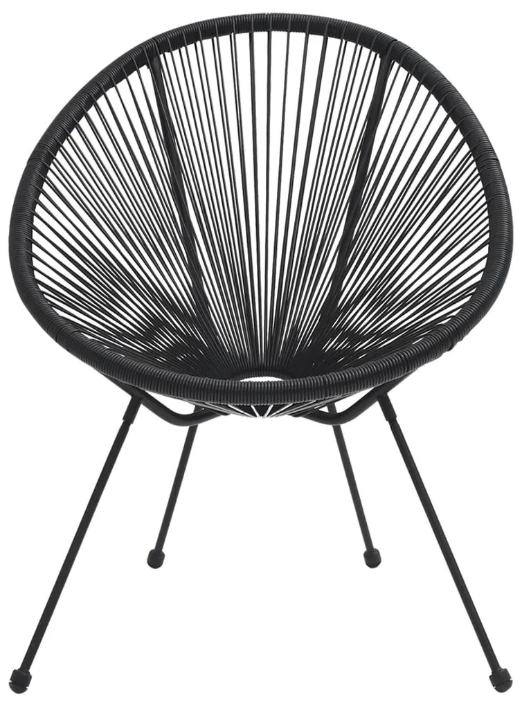 3 pcs conjunto de jantar para jardim preto