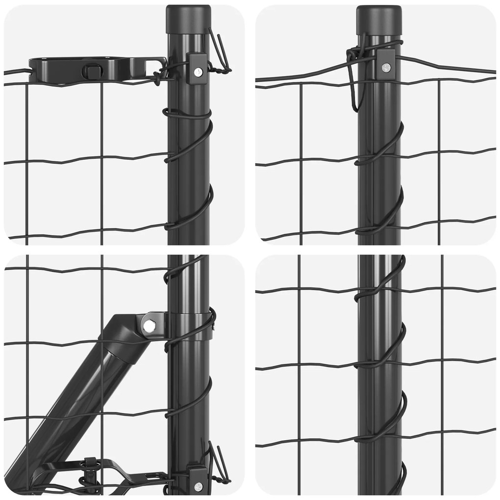 Cerca Euro com 7 Postes Flangelados 1x10 m Aço Galvanizado