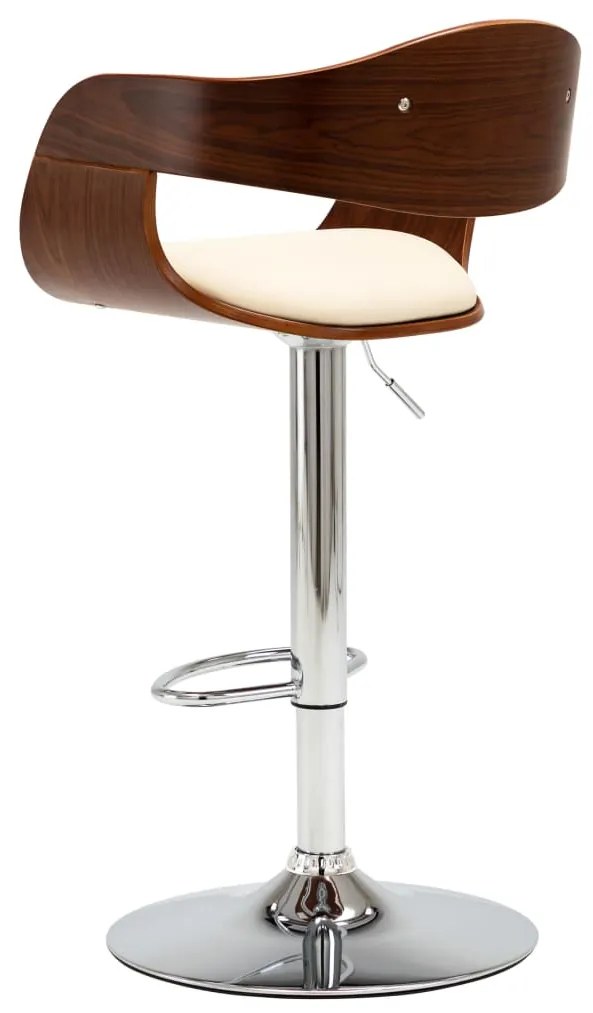 Bancos de bar 2 pcs madeira curvada e couro artificial creme