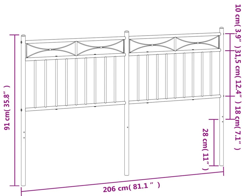 Cabeceira de cama 200 cm metal branco