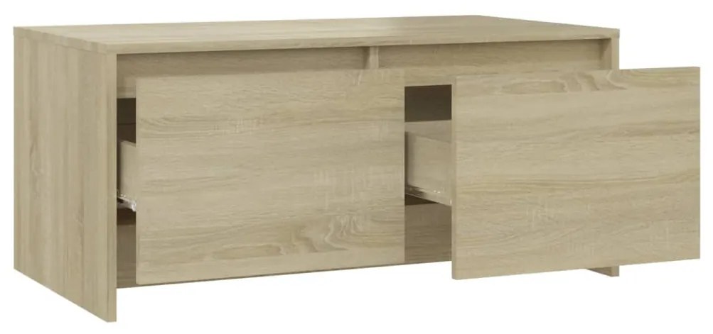 Mesa de Centro com 2 Gavetas - Carvalho - Design Nórdico