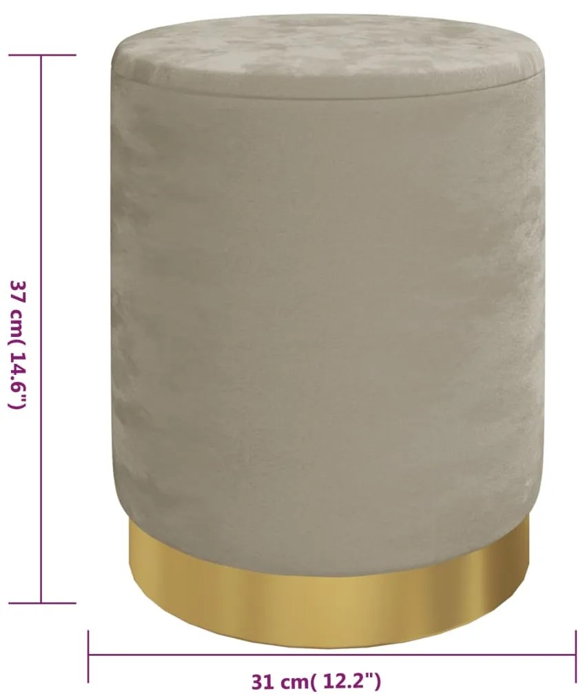Banqueta com arrumação redonda veludo 31 x 37 cm cinzento-escuro