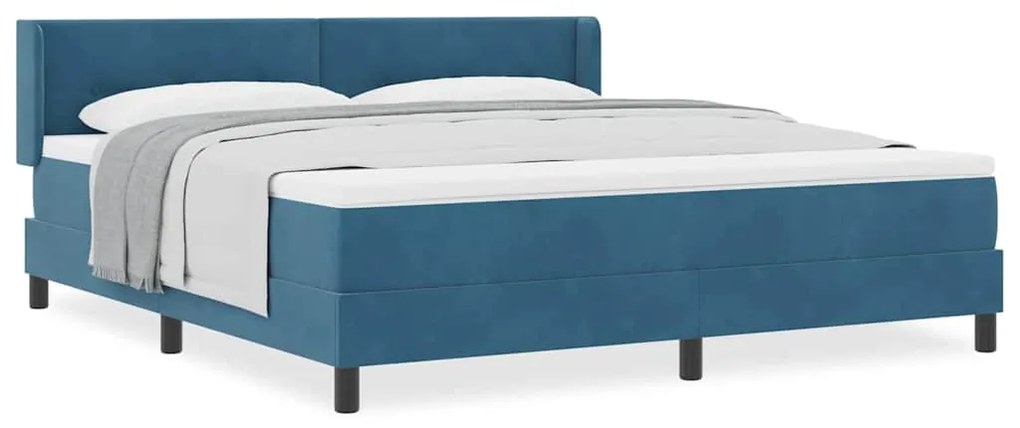 Cama Box Spring vidaXL com Colchão Azul Escuro 180x200 cm Veludo
