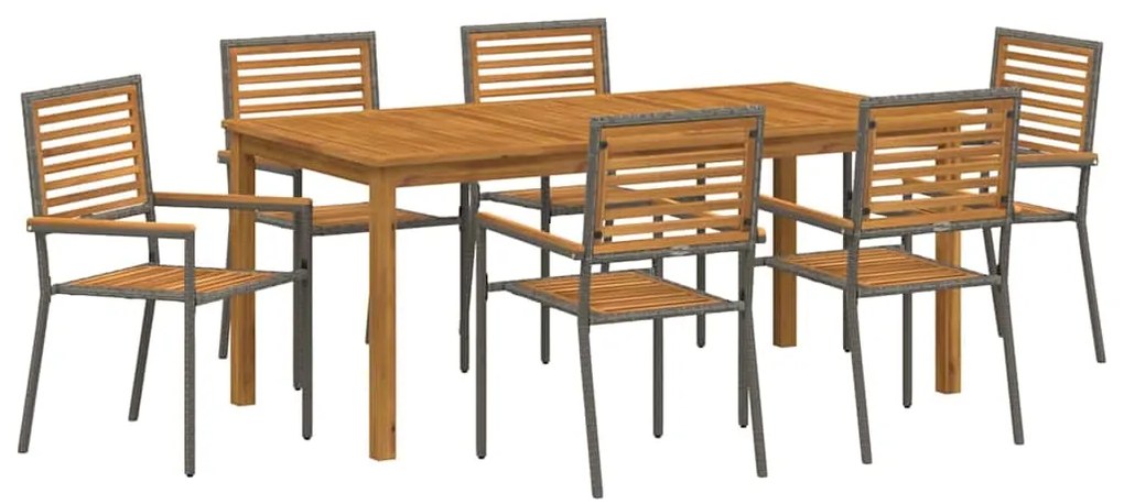 Conjunto de Jantar de Jardim 7 pcs Cinzeto 180 x 90 x 75 cm