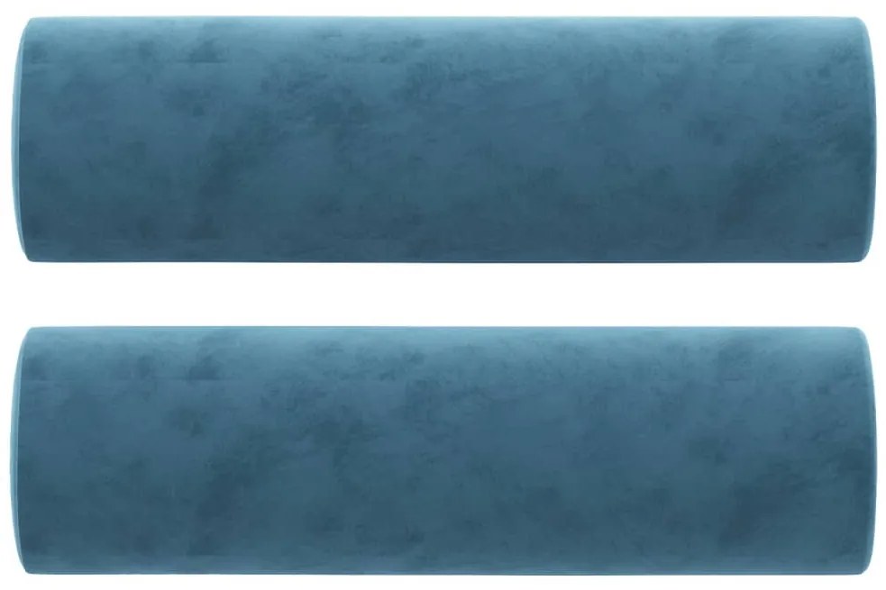 Sofá 2 lugares c/ almofadas decorativas 120 cm veludo azul