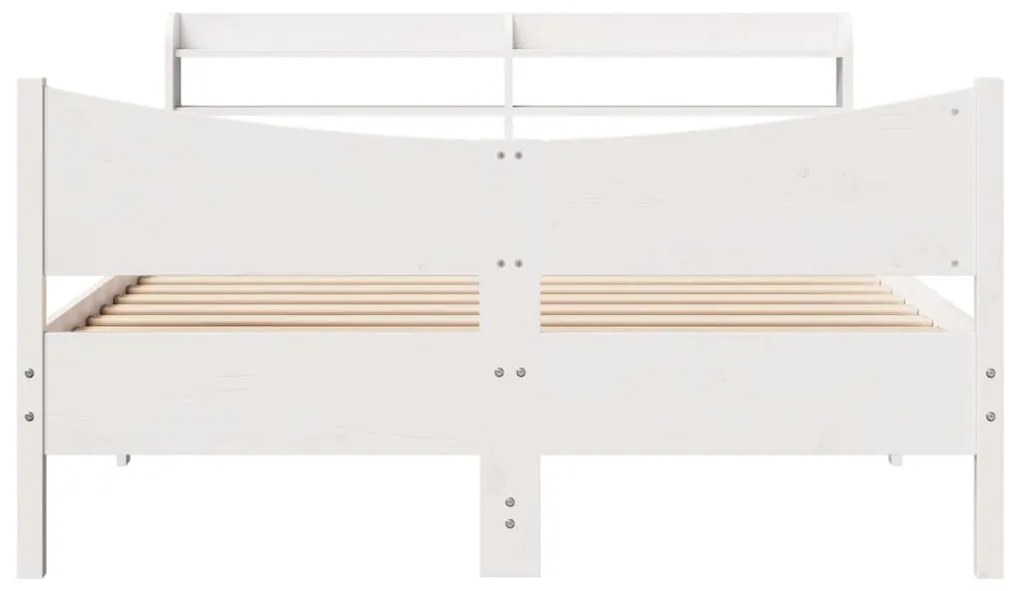 Estrutura de cama com cabeceira 140x200 cm pinho maciço branco