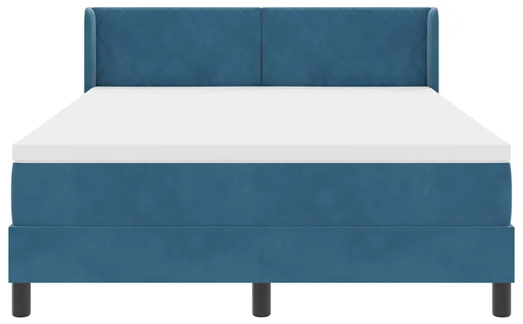 Cama Box Spring com Colchão Azul Escuro 140x190 cm Veludo