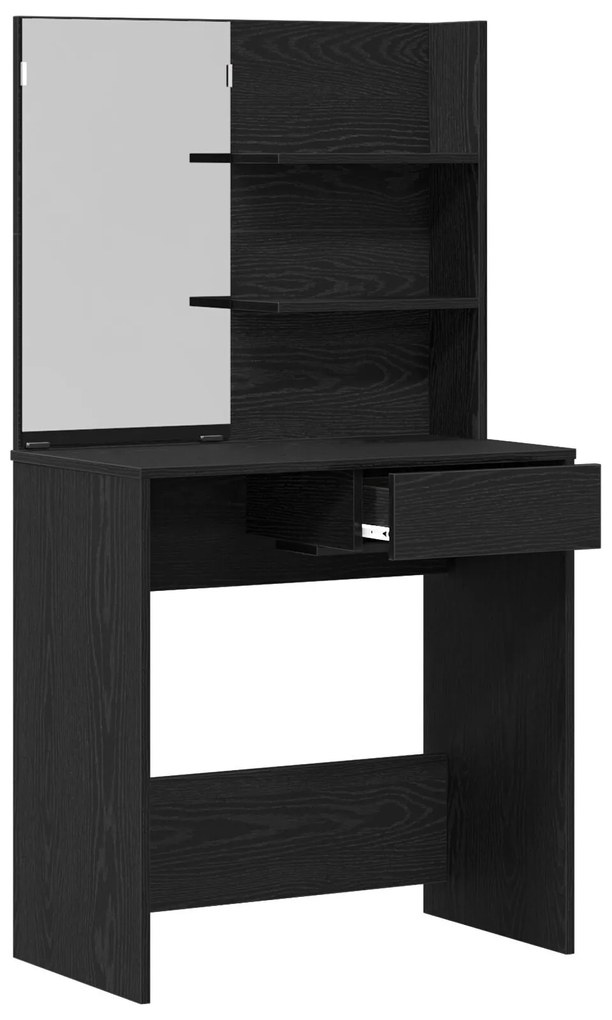 Mesa de Maquiagem em Carvalho Preto com Espelho - 74,5 x 40 x 141 cm
