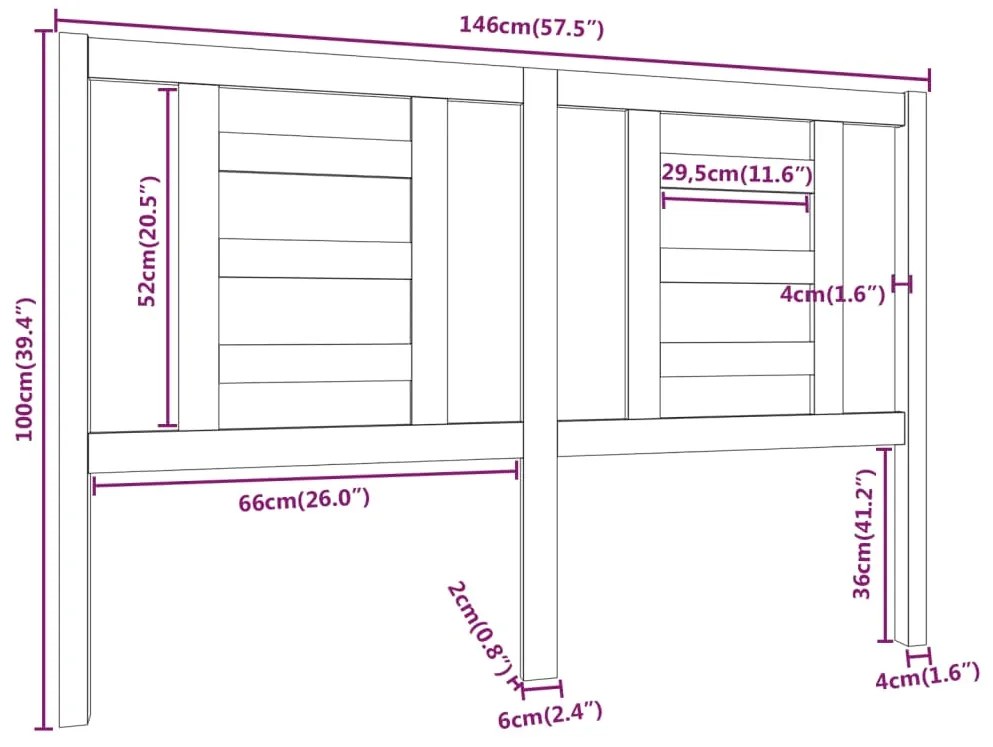 Cabeceira de cama 146x4x100 cm pinho maciço