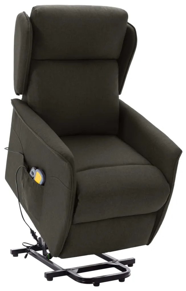 vidaXL Poltrona de massagens tecido cinzento-acastanhado