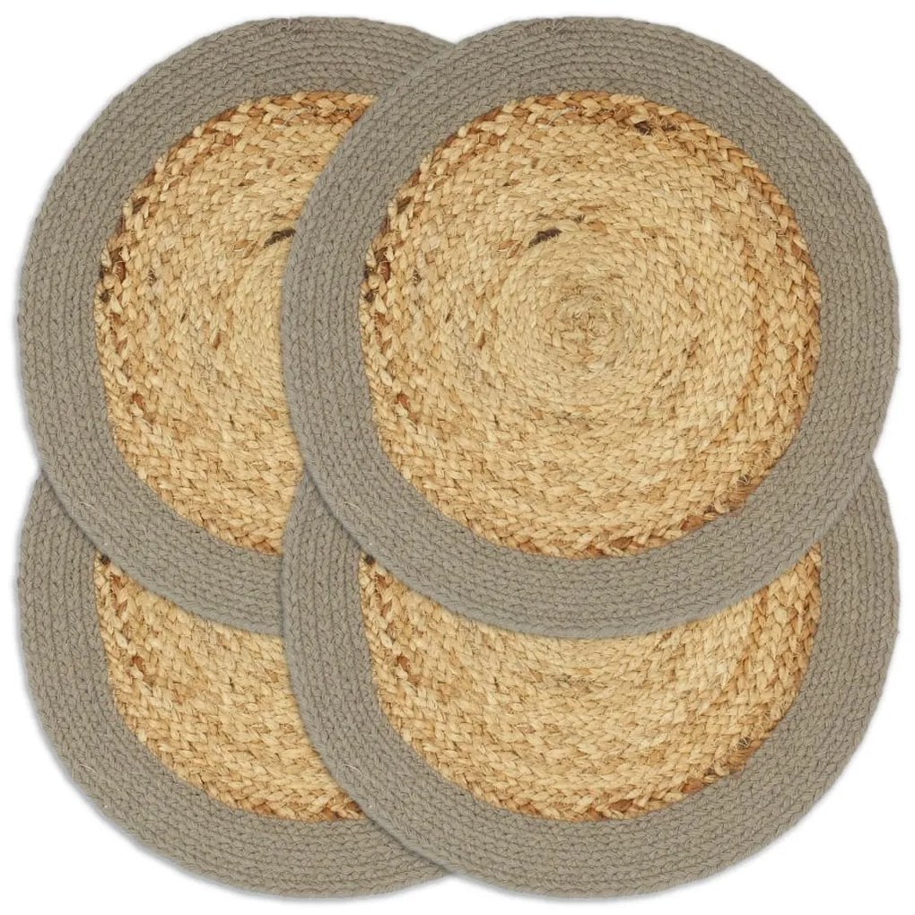 vidaXL Individuais de mesa 4 pcs juta e algodão 38 cm natural e cinza