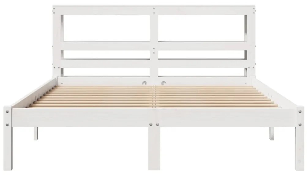 Cama sem colchão 135x190 cm madeira de pinho maciça branco