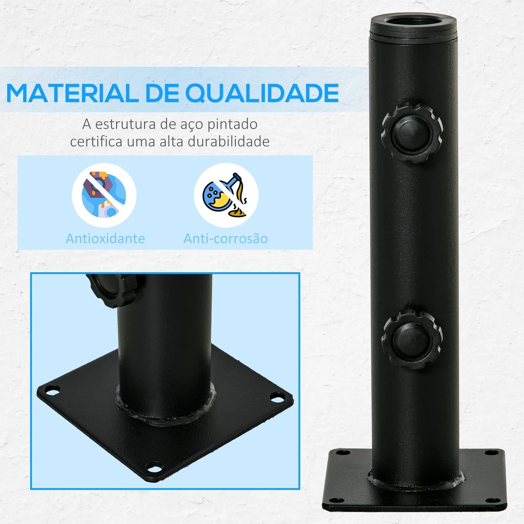 Suporte Chapéu de Sol para Chão de Cimento com 2 Botões de Bloqueio e