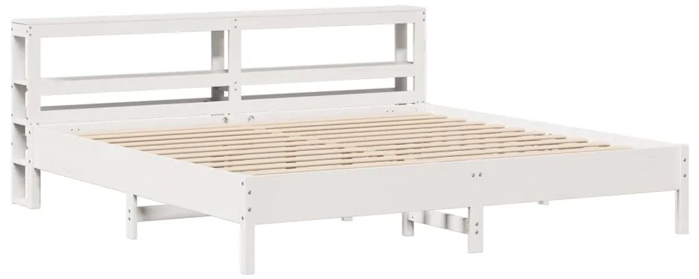 Cama sem colchão 200x200 cm madeira de pinho maciça branco